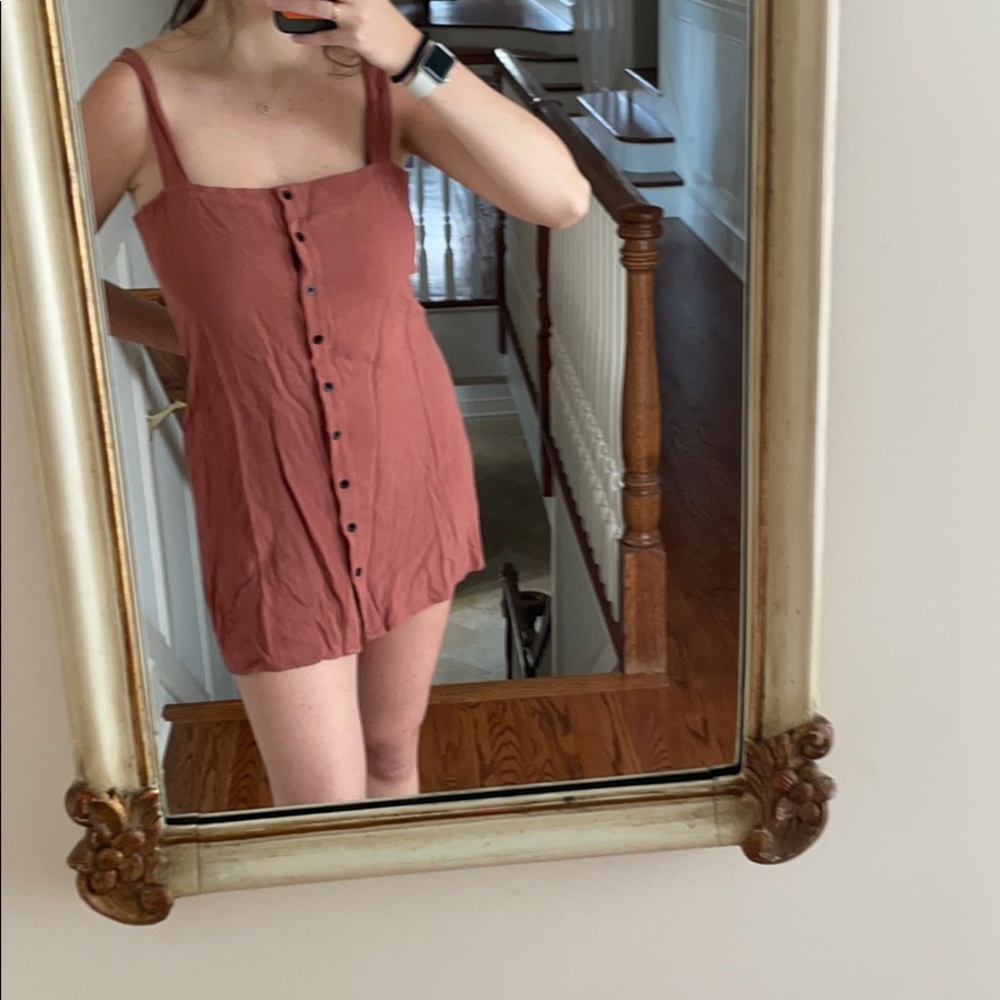 Burnt orange button dress